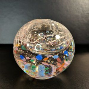Blown Glass Confetti Bubble Paperweight Round Ball Colorful Lattice Home Decor 3
